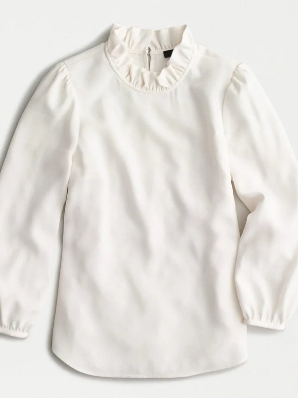 J. Crew Long-sleeve ruffleneck top in 365 crepe XS NWT